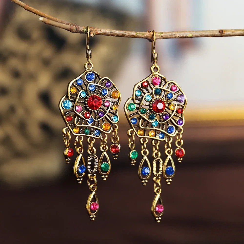 Retro Colorful Mandala Earrings
