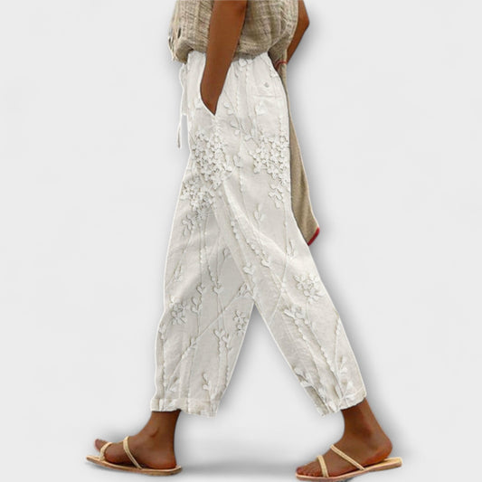 Zoey - Printed Pants with Grape Leaf Pattern