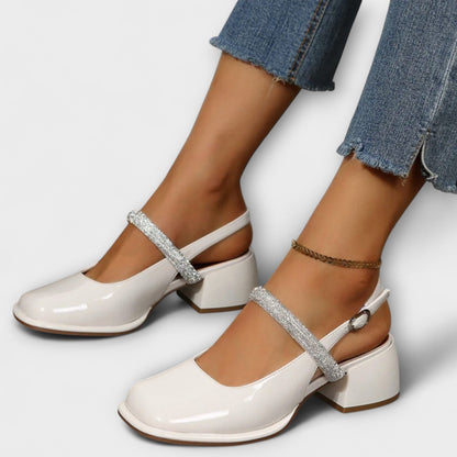 Celandra - Mary Janes with Glitter Strap and Block Heel