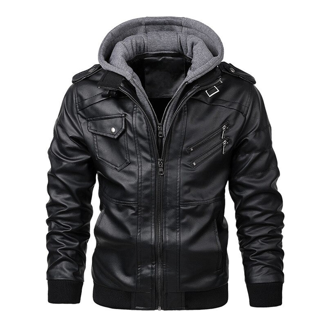 Leather Jacket with Hood