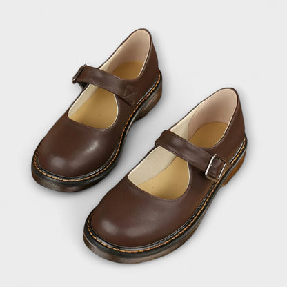 Women's Vintage Mary Jane Shoes – Classic Leather Shoes with Strap & Comfort Sole