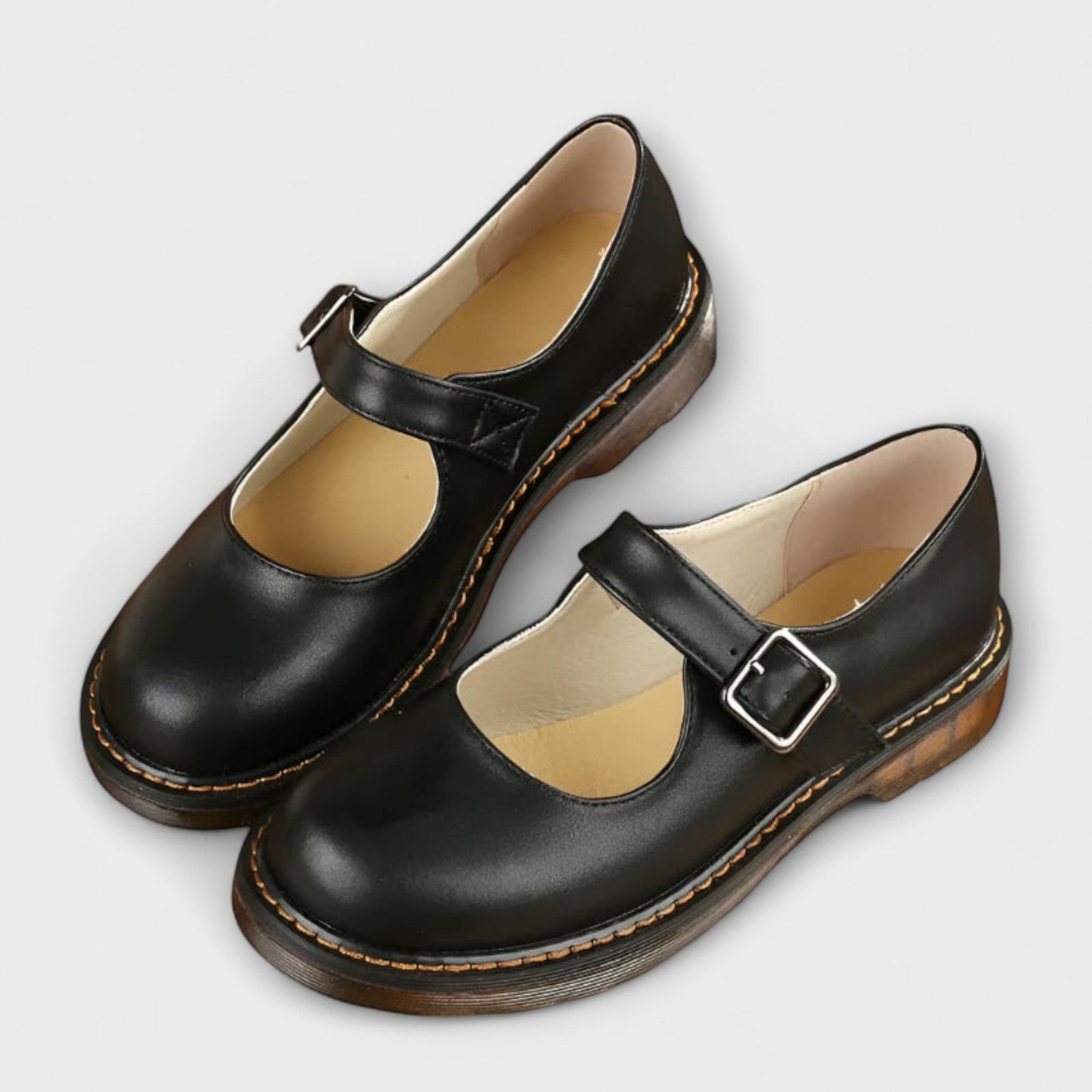 Women's Vintage Mary Jane Shoes – Classic Leather Shoes with Strap & Comfort Sole